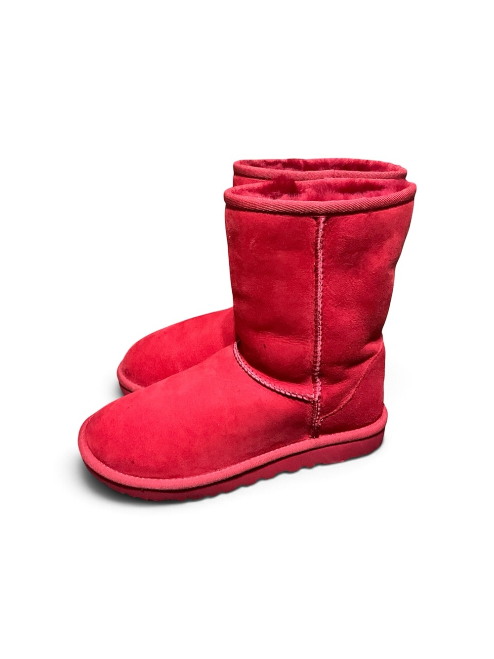 UGG Women's Red Classic Short Shearling Boots, size 6